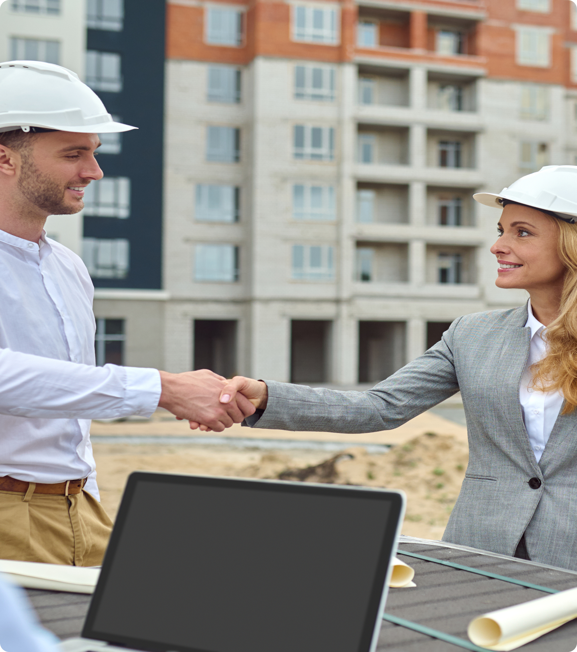Handshake at construction site